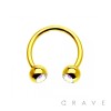 GOLD PVD PLATED OVER 316L SURGICAL STEEL HORSESHOE WITH CLEAR GEM